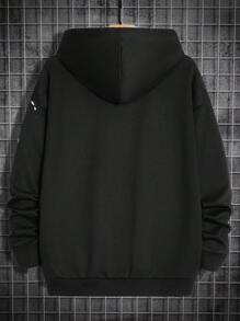 Manfinity NiteLyfe Loose Fit Men's Tiger Print Drop Shoulder Hoodie - Black - View 2