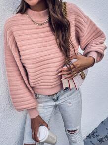 SHEIN LUNE 休閒女式下垂肩毛衣 - 粉色 - 查看 1