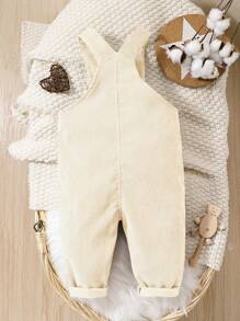 SHEIN Baby Boy Casual Solid Color Flap Pocket Bib Overall Pants - Apricot - View 2