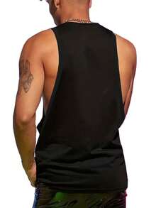 Manfinity LEGND Nam Đồ họa Chữ cái Áo ba lỗ - màu đen - Xem 2