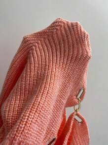 SHEIN Essnce Jersey crop con diseño de cadena de manga raglán - Rosa - Ver 6