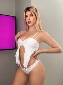 SHEIN Swim 女士纯色吊带比基尼套装夏季海滩