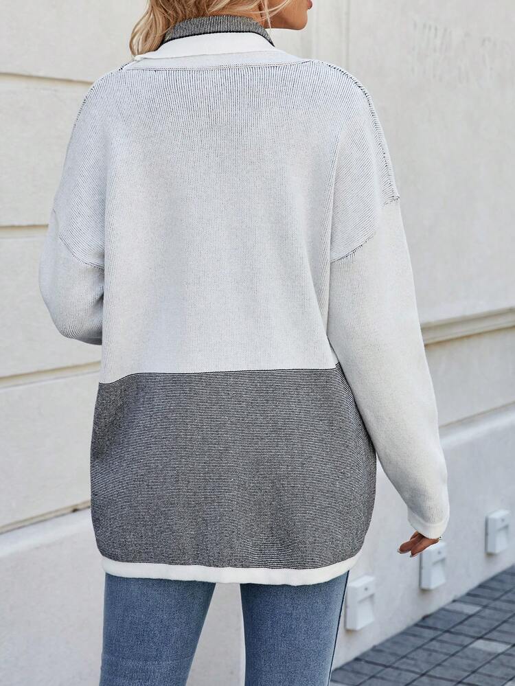 Colorblock Striped Long Cardigan Fall Cloth For Women