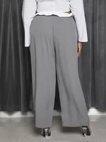 SHEIN SXY Plus Contrast Panel Plicated Detail Wide Leg Suit Pants