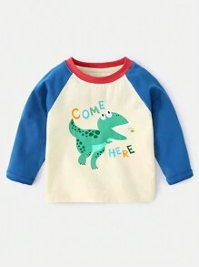 Chico joven Camiseta con estampado de dibujos animados - Beis - Ver 1