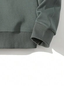 Men Contrast Panel Quarter Zip Sweatshirt - Green - View 3