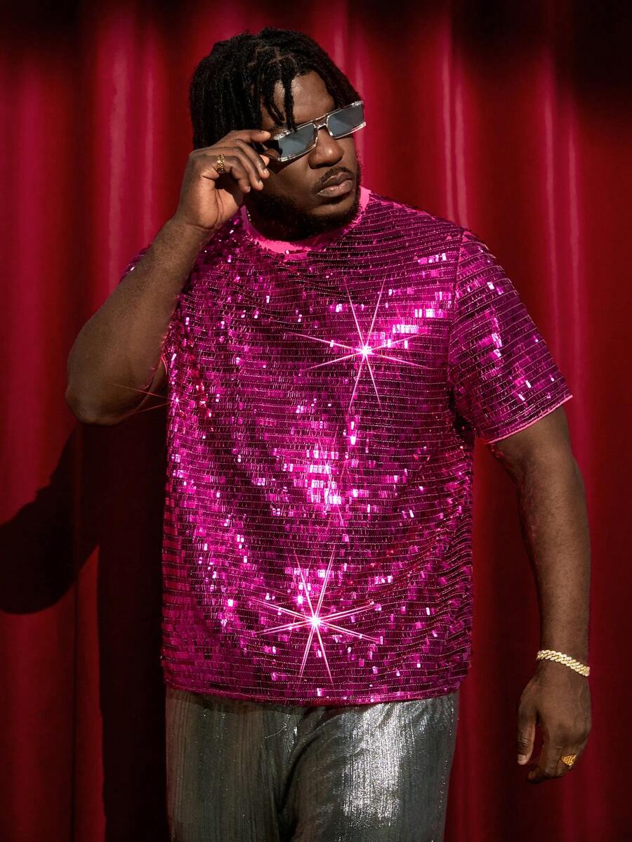 GENTILAND Plus Reflective Slogan Graphic Tee - Burgundy - View 1