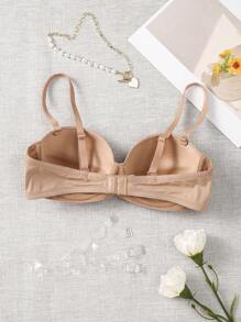 SHEIN Sujetador push up unicolor con aro - Café integral - Ver 2