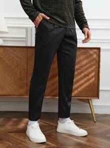 Manfinity NiteLyfe 男士編織休閒褲,側袋款式 - 黑色 - 查看 5