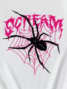 SHEIN Leap Crew 少女休闲卡通图案短袖T恤，适合夏季