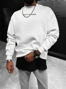 Manfinity Homme Men Letter Graphic Drop Shoulder Sweatshirt - White - View 1