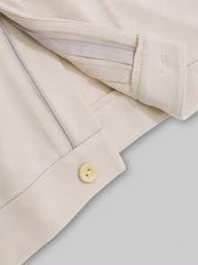 SHEIN Unity 前紐扣繞頸露背馬甲西裝外套&半身裙 - 杏色 - 查看 4