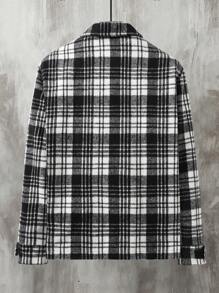 Manfinity Homme Loose-Fit Men's Plaid Printed Coat Without T-Shirt - Black and White - View 2