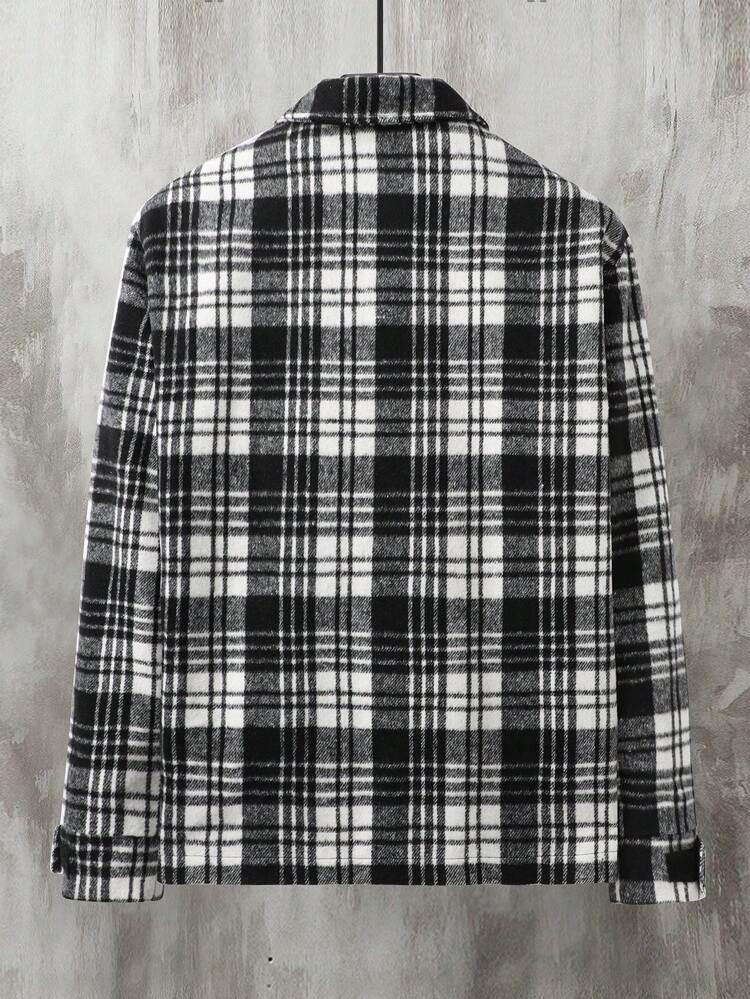 Loose-Fit Men's Plaid Printed Coat Without T-Shirt