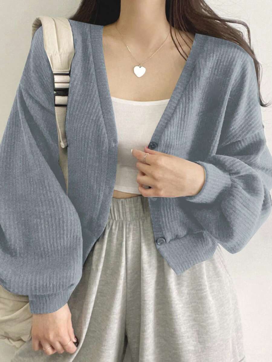 DAZY Của phụ nữ Màu thuần Thả vai Áo phông Kim sa tương phản - Màu xanh lam - Xem 1