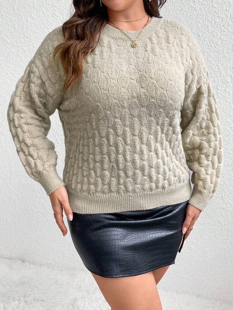 Plus Drop Shoulder Sweater Knit Pullover Fall Winter Sweater