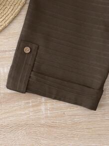 Mulvari Plus Roll Tab Sleeve Pocket Patched Shirt - Brown - View 6