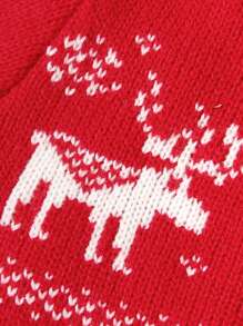 Infant Boys' Christmas Pattern Hooded Cardigan - Red - View 4