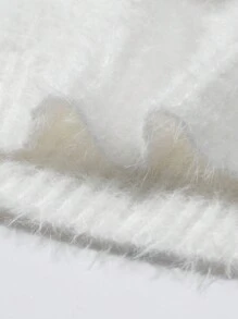 SHEIN Unity Chevron Pattern Raglan Sleeve Crop Sweater - White - View 3