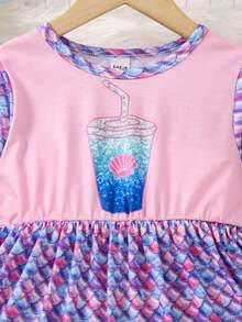 SHEIN Young Girl Fish Scales Print Dress - Multicolor - View 6