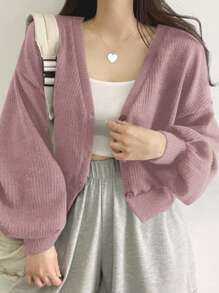 DAZY Của phụ nữ Màu thuần Thả vai Sọc Áo thun - Hồng - Xem 1