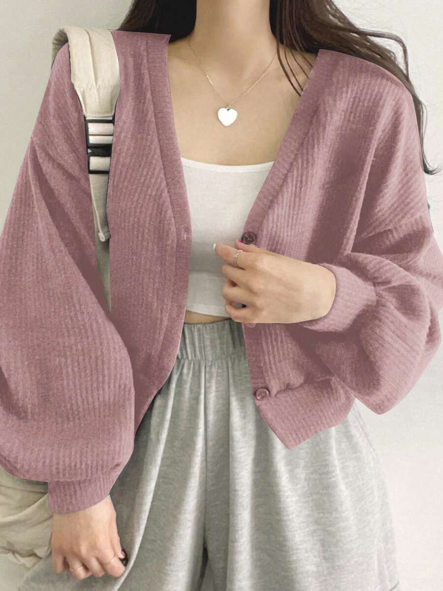 DAZY Của phụ nữ Màu thuần Thả vai Sọc Áo thun - Hồng - Xem 1