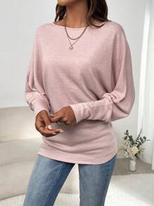 SHEIN Clasi Batwing Sleeve Solid Tee