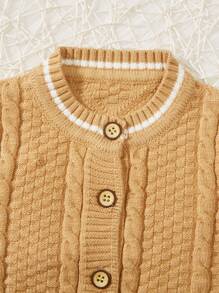 男嬰條紋飾邊前排扣開襟衫