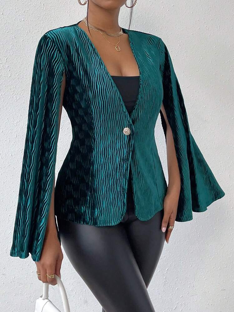 Cloak Sleeve Single Button Placket Cape Blazer Fall Cloth For Women