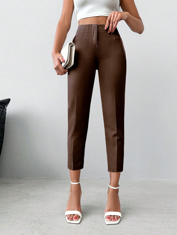 High Waist Cropped Suit Pants