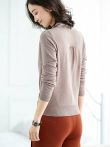 Solid Draped Collar Sweater - Dusty Purple - View 2