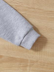 Baby Girl Letter Print Loose Casual Crew Neck Long Sleeve Sweatshirt - Light Grey - View 6