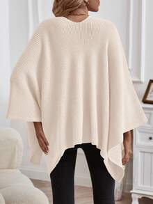 SHEIN LUNE Single Button Asymmetrical Hem Cape Cardigan - Apricot - View 2