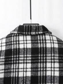 Manfinity Homme Loose-Fit Men's Plaid Printed Coat Without T-Shirt - Black and White - View 5