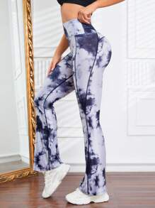 Easithlete 紮染寬腰帶喇叭運動褲 - 深灰色 - 查看 1