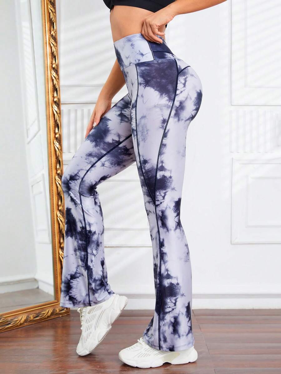 Easithlete 紮染寬腰帶喇叭運動褲 - 深灰色 - 查看 1