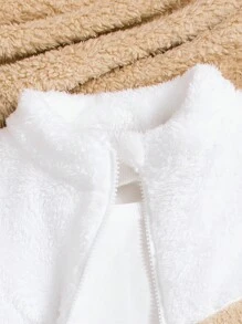 SHEIN Áo khoác nhung phối màu cho bé gái tuổi teen - Nhiều màu - Xem 4