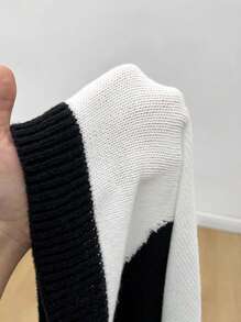 SHEIN EZwear 大尺碼女士拼色拉杆袖拉鍊套頭毛衣 - 彩色 - 查看 7