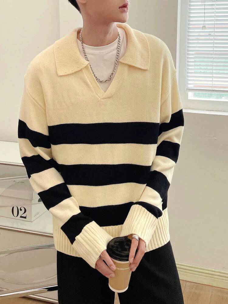 Men's Striped Drop Shoulder Sweater