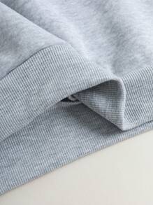 INAWLY 纯色拉链落肩抽绳保暖连帽衫，长袖上衣，适合毕业季、返校季、毕业季、教师节等场合，女士返校秋季卫衣 - 淺灰色 - 查看 7