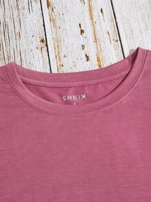 SHEIN EZwear Hơn In Trái tim Áo thun - Màu tím - Xem 3