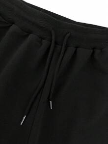 SHEIN Unity Đồ họa Chữ cái Chân bùng Quần thể thao - màu đen - Xem 4