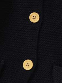 男嬰拼接毛茸邊3D耳朵設計連帽開襟衫 - 黑色 - 查看 5