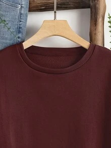 SHEIN Unity Chất rắn Lót nhiệt Áo nỉ - Màu Tím - Xem 4