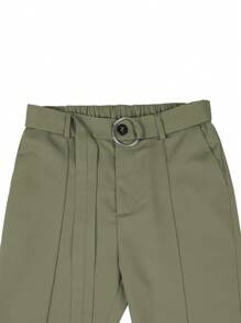 Manfinity Mode Men Slant Pocket Solid Suit Pants - Green - View 6
