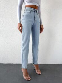 EURMUSE Women's Straight Jeans - Light Wash - View 5