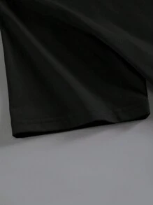 Manfinity Dauomo Men Floral & Slogan Graphic Tee, 2000s Style - Black - View 4