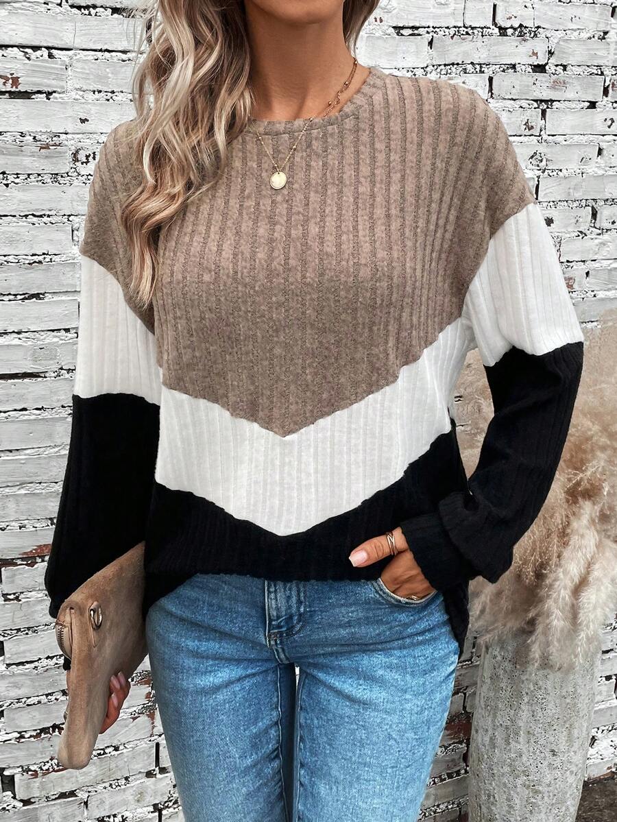 SHEIN LUNE Color Block Drop Shoulder Tee - Multicolor - View 1