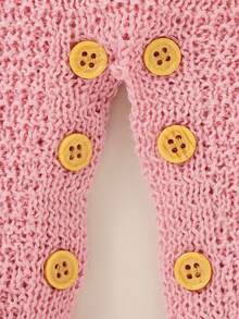 嬰兒女童毛衣連身褲 - 淺粉色 - 查看 3