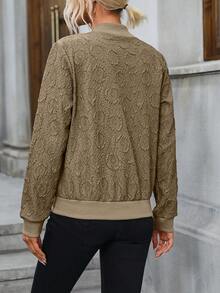 SHEIN EZwear Dây kéo Áo khoác bomber - Màu Tím - Xem 2